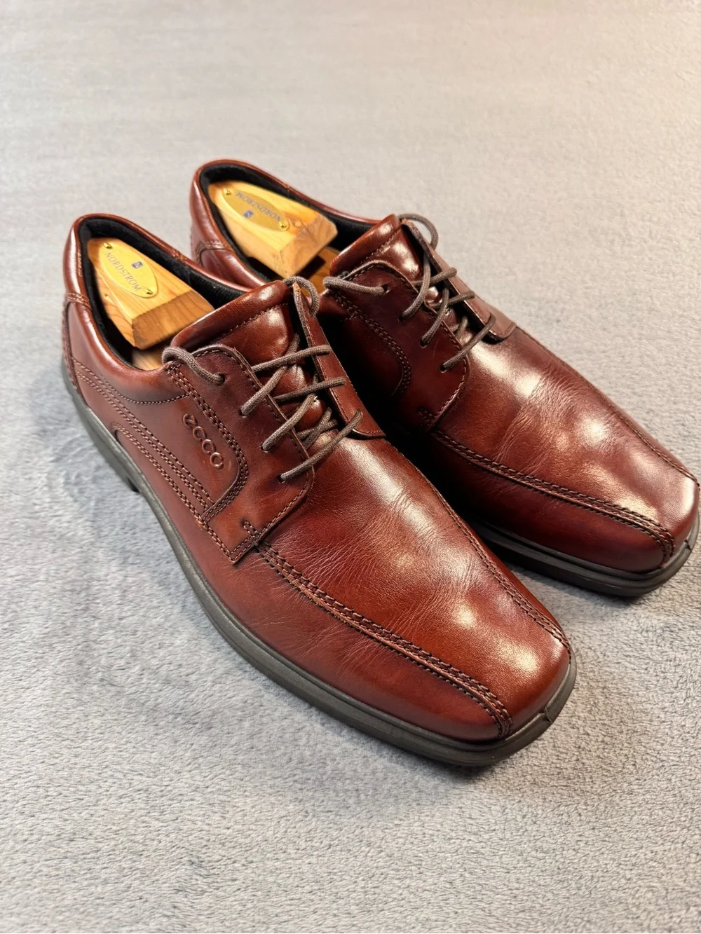 ECCO Helsinki Men's Brown Leather Bike Toe Derby Shoe